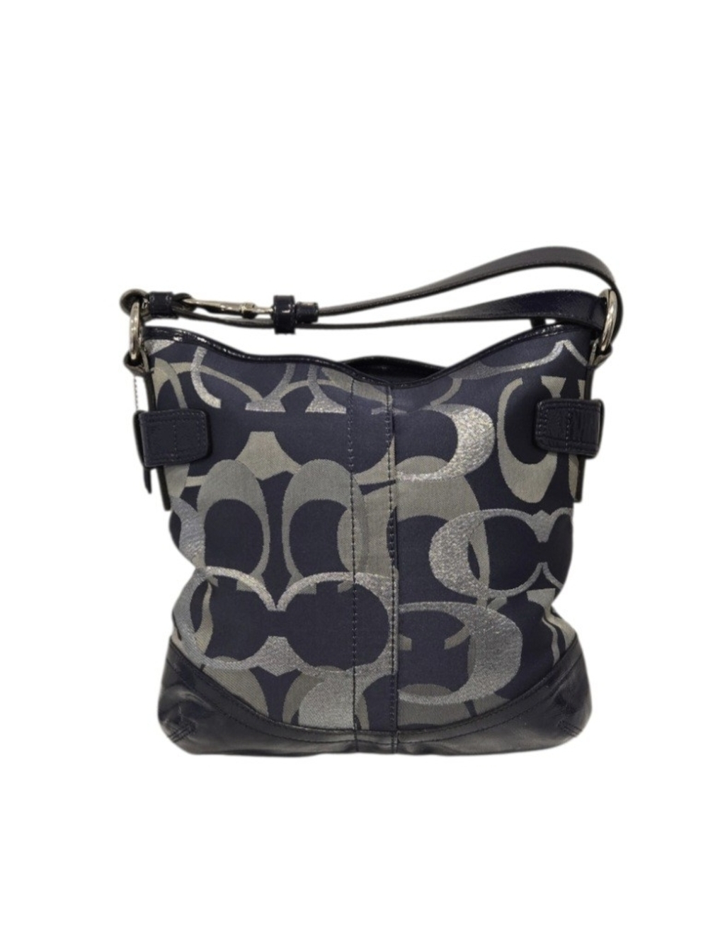 Coach Optic Navy Metallic Signature Shoulder Bag/Crossbody - Picture 2 of 12